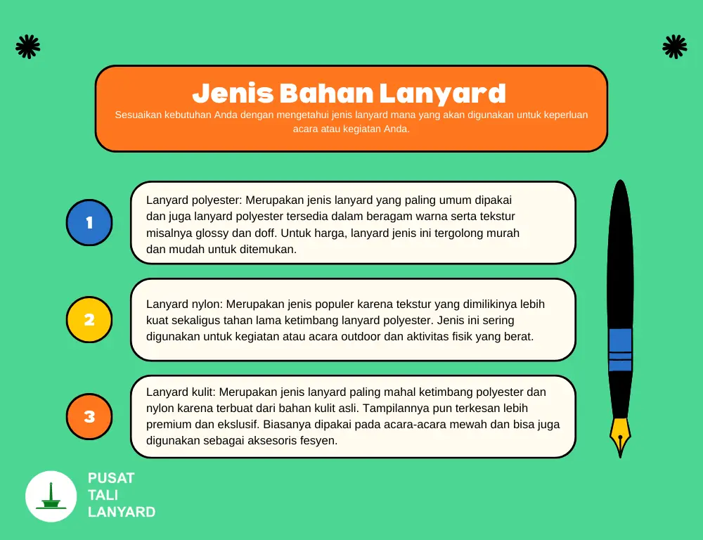 Jenis Lanyard Berdasarkan Bahan